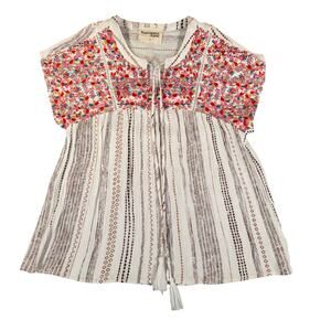 Savanna Jane Embroidered Boho Peasant Top Size S